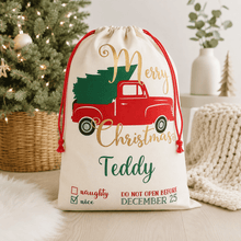 Load image into Gallery viewer, Personalised Santa Sack - Christmas Truck - Love and Labels
