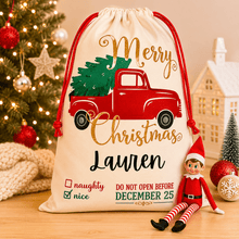 Load image into Gallery viewer, Personalised Santa Sack - Christmas Truck - Love and Labels
