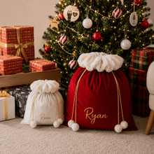 Load image into Gallery viewer, Personalised Santa Sack | Extra Large Red Velvet Christmas Sack - Love and Labels
