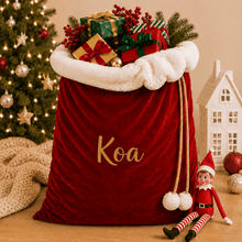 Load image into Gallery viewer, Personalised Santa Sack | Extra Large Red Velvet Christmas Sack - Love and Labels
