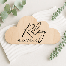 Load image into Gallery viewer, Personalised Wooden Cloud Name Sign | Nursery Name Plaque - Love and Labels
