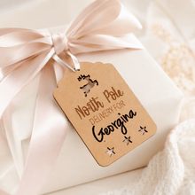 Load image into Gallery viewer, Personalised Wooden Christmas Gift Tags that are reusable for luxurious christmas wrapping gifts
