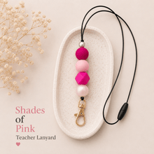 Load image into Gallery viewer, Pink Teacher Lanyards | Silicone Beaded Lanyards - Love and Labels
