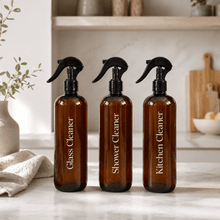 Load image into Gallery viewer, Refillable Amber Pump &amp; Spray Bottles | Custom Labels - Love and Labels

