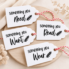Load image into Gallery viewer, Reusable Christmas Gift Tags | Want Need Wear Read Tags - Love and Labels
