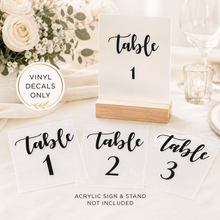 Load image into Gallery viewer, Wedding Table Number Vinyl Decals - Love and Labels
