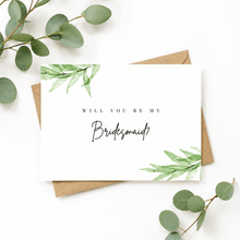 Load image into Gallery viewer, Will you be my Bridesmaid Card | Leaf Design - Love and Labels
