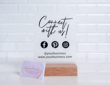 Load image into Gallery viewer, Social Media Business Sign, A5 Acrylic sign with business logo and website, acrylic business signs -love and labels
