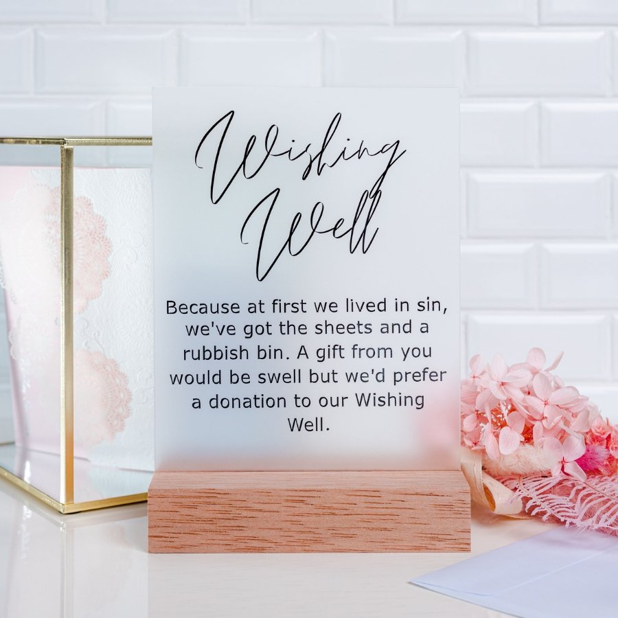 acrylic wedding signage, signage for wedding, Wishing well for wedding - love and labels