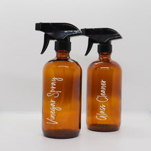 Load image into Gallery viewer, glass spray bottle, refillable spray bottle, reusable cleaning bottles - love and labels
