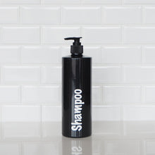 Load image into Gallery viewer, Bathroom Bottles, with Black Pump and Label, refillable shampoo bottles, refillable shampoo bottle - Love and Labels
