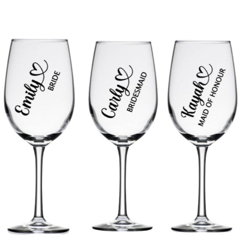 Personalised Wedding Wine Glass Name Decals Australia – Love and Labels