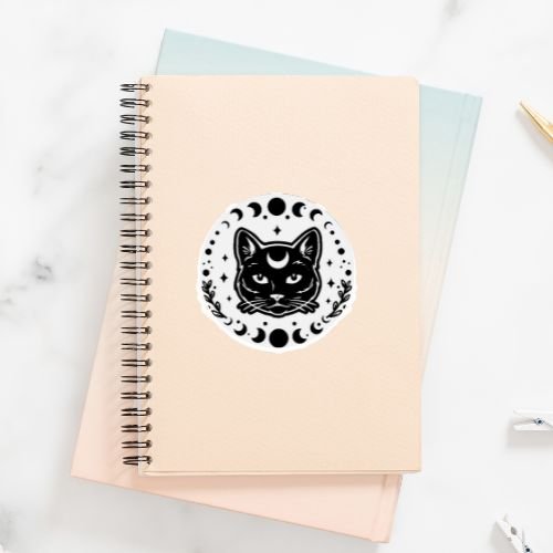 Cat and Moon Phase Sticker - Love and Labels