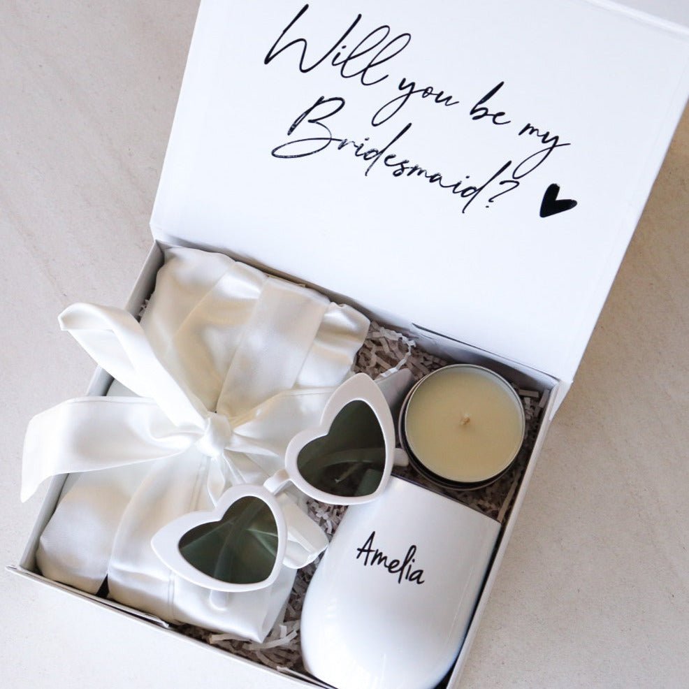 Bridesmaid Proposal Box – Personalised Bridesmaid Gifts & Boxes made in Australia with personalised robe
