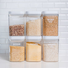 Load image into Gallery viewer, custom pantry labels on push top containers
