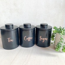 Load image into Gallery viewer, custom labels featured on kitchen canisters 
