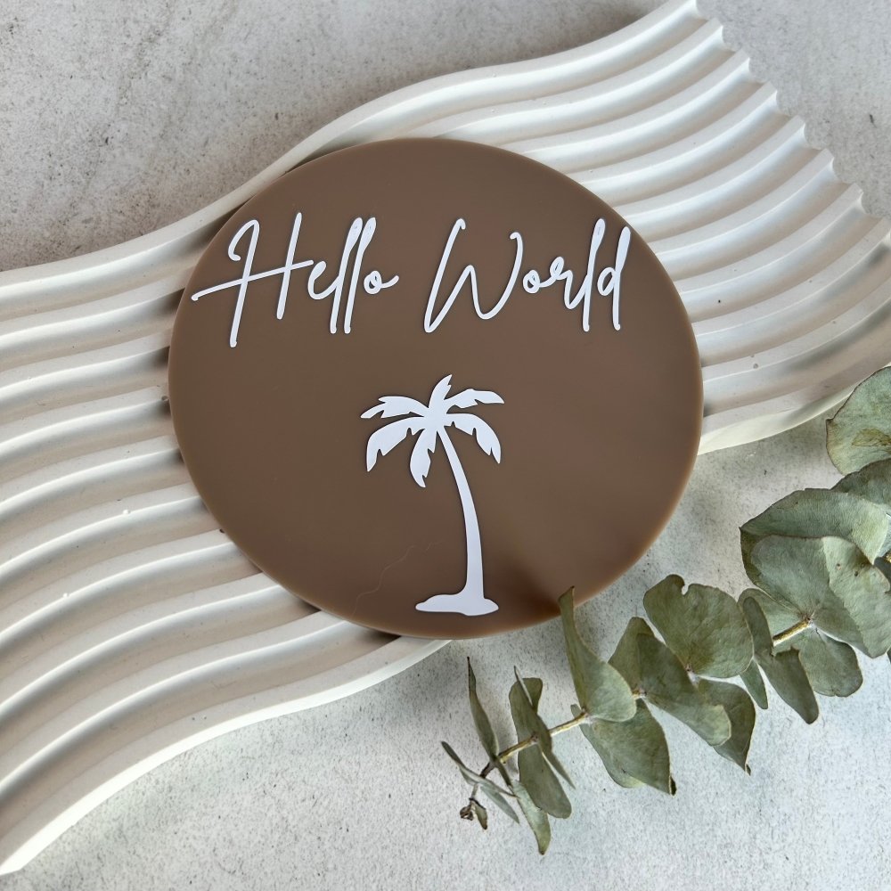 Hello World Baby Announcement Disc - Love and Labels
