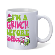 Load image into Gallery viewer, I&#39;m a Grinch before coffee mug, printed mugs australia, christmas gifts personalised - Love and Labels
