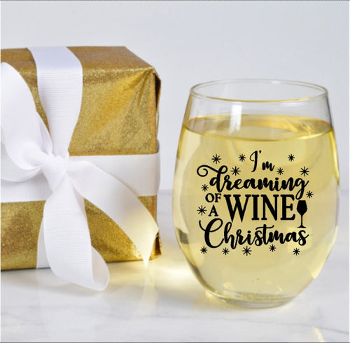 I'm dreaming of a wine Christmas - Glass Decal - Love and Labels