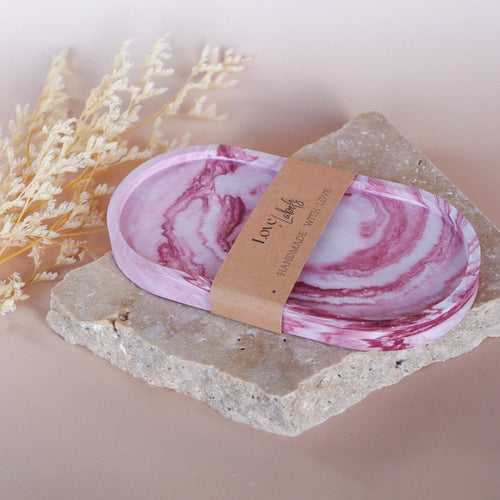 Oval or Rectangle Marble Effect Trinket Tray - Love and Labels