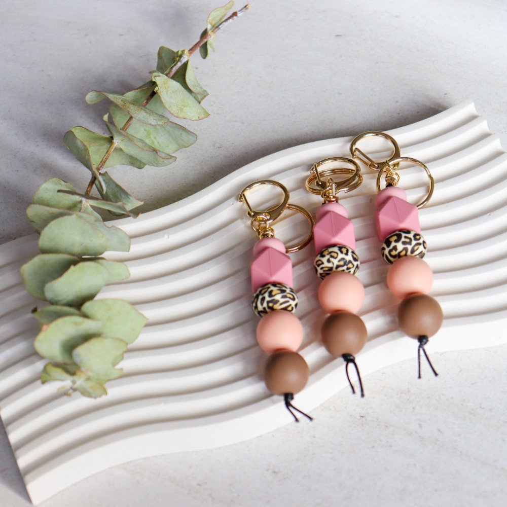 Pastel Leopard print keyring - Love and Labels