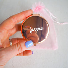 Load image into Gallery viewer, Personalised Bridesmaids Mirrors, name labels, bridesmaids gift boxes - love and labels
