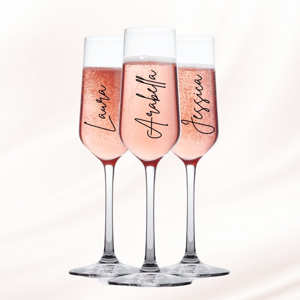 Personalised Champagne Glass Decals for Bridesmaids