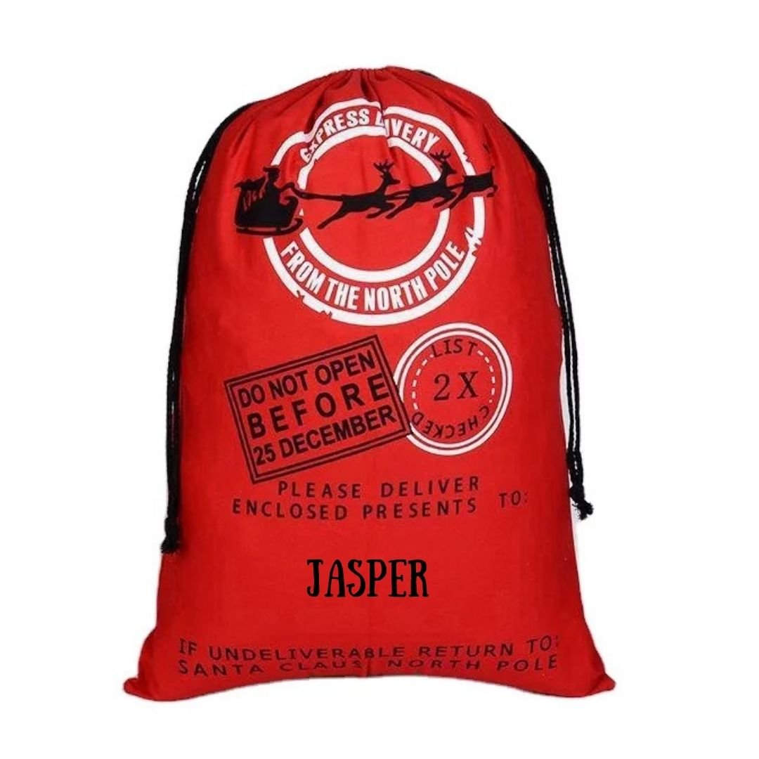 Buy Personalised Red Santa Sacks Online- Love and Labels