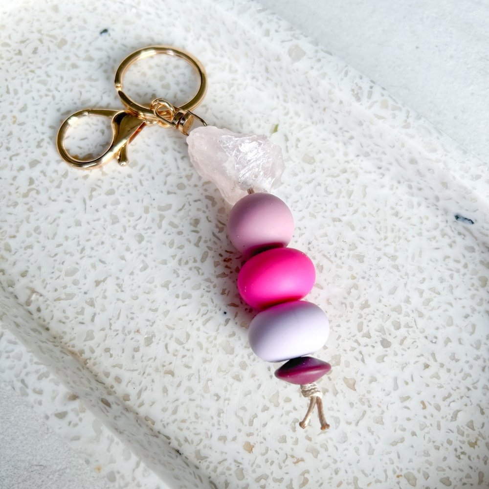 Pink Pastels and Quartz Keyring - Love and Labels