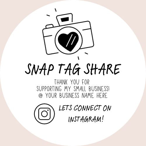 Snap Tag Share Stickers - @ Your Business Name - Love and Labels
