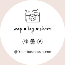 Load image into Gallery viewer, Snap Tag Share Stickers - Personalised with your Business Name - Love and Labels
