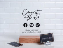 Load image into Gallery viewer, Social Media Business Sign, A5 Acrylic sign with business logo and website, acrylic business signs -love and labels
