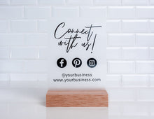 Load image into Gallery viewer, Social Media Business Sign, A5 Acrylic sign with business logo and website, acrylic business signs -love and labels
