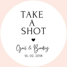 Load image into Gallery viewer, Wedding favour Stickers - Take a Shot - Love and Labels

