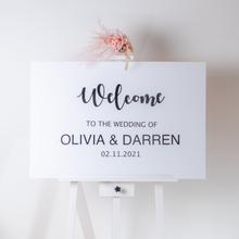 Load image into Gallery viewer, Welcome sign for wedding, signage for wedding, acrylic wedding signage, name labels- Love and Labels
