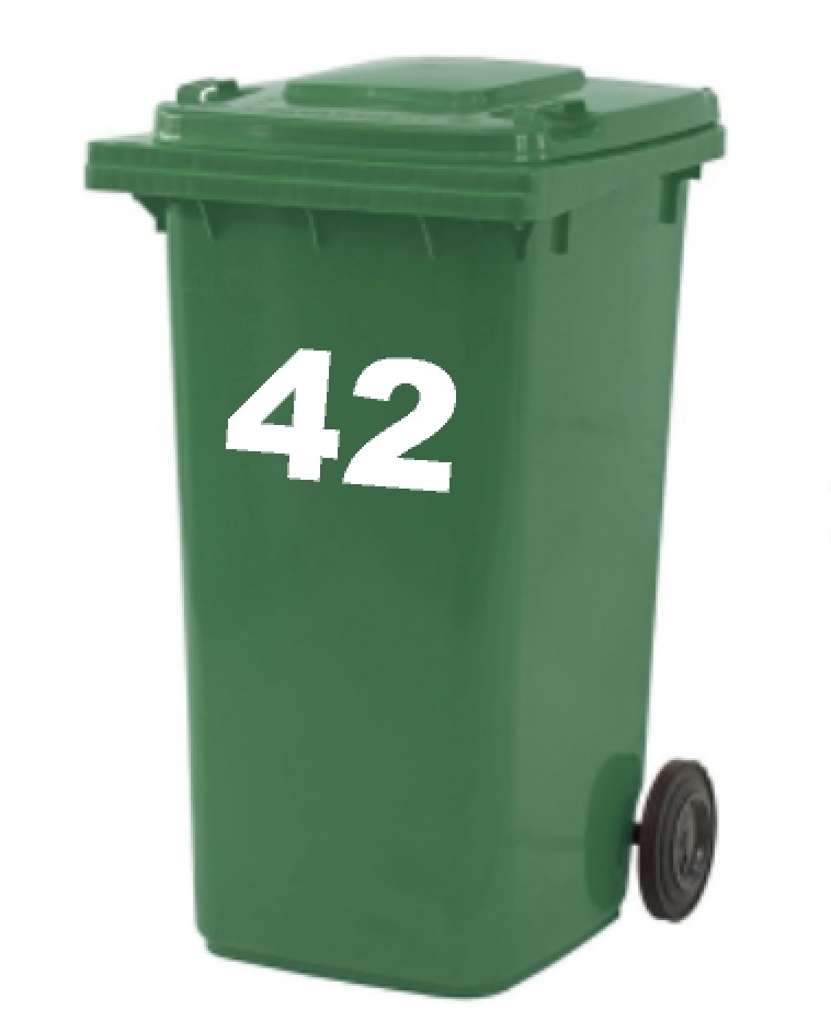 Wheelie Bin Numbers Austrlia, Vinyl Labels Love and Labels