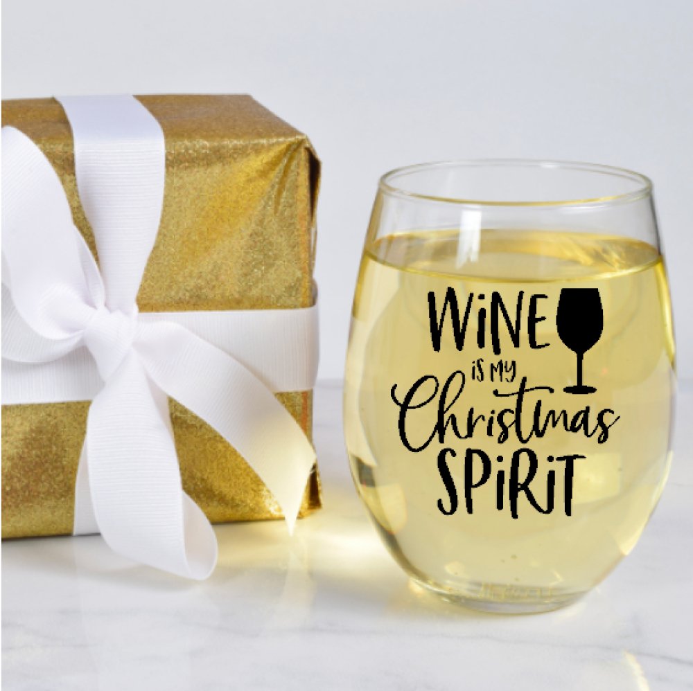 thumbnail image 2 of Dear Santa Just Bring Wine Stemless Wine Glass With Stopper | Merry Makers | The Paper Store 2 of 13